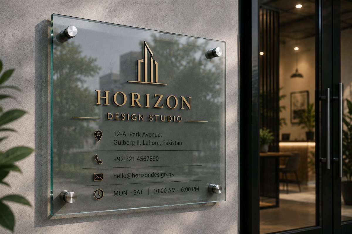 Glass Entrance Sign